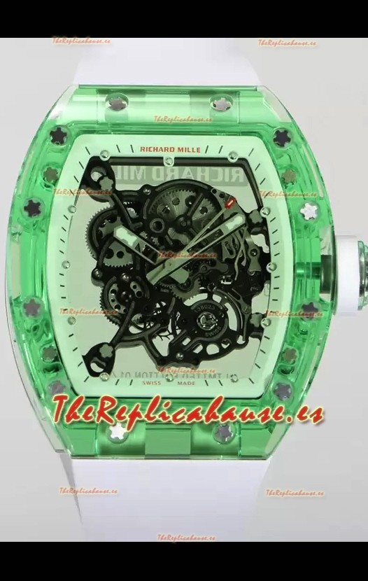 Richard Mille RM055 Caja con Zafiro Transparente con Genuino Tourbillon Reloj Super Clon
