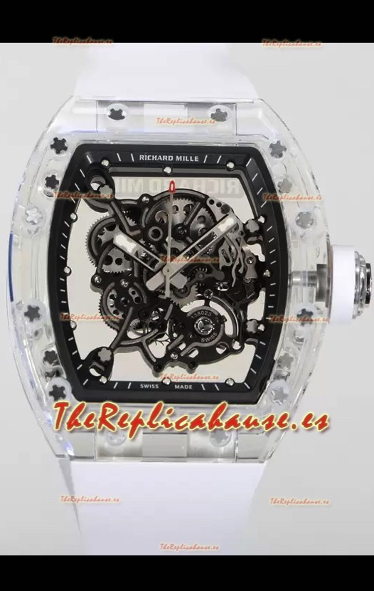 Richard Mille RM055 Caja con Zafiro Transparente con Genuino Tourbillon Reloj Super Clon