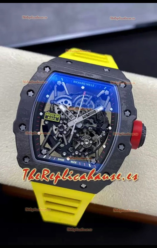 Richard Mille RM35-02 Rafael Nadal Caja de Fibra de Carbono con Tourbillon Genuino Reloj Super Clone