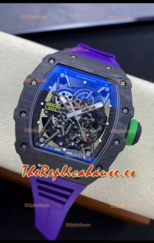 Richard Mille RM35-02 Rafael Nadal Caja de Fibra de Carbono con Tourbillon Genuino Reloj Super Clone