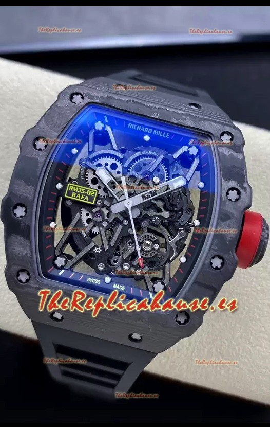 Richard Mille RM35-02 Rafael Nadal Fibra de Carbono con Tourbillon Genuino Reloj Super Clon