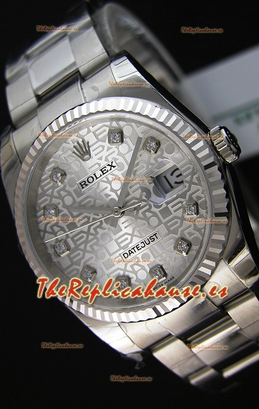 Rolex Datejust Reloj Réplica Japonés - Dial Plateado en 36MM con correa Oyster
