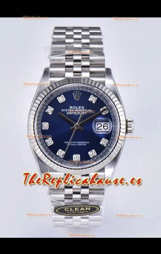 Rolex Datejust 126234 36MM Réplica Suiza en Acero 904L Dial Azul Réplica Espejo 1:1