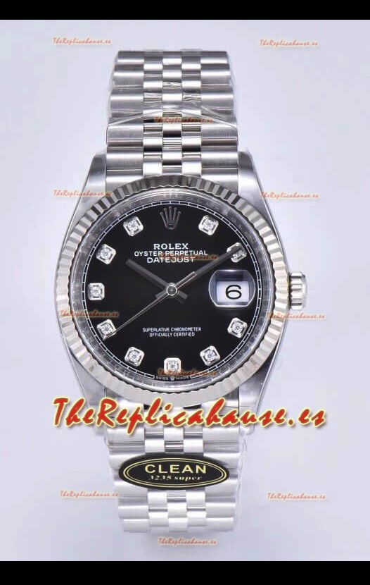 Rolex Datejust 126234 36MM Replica Suiza en Acero 904L en Dial Negro Réplica a Espejo 1:1