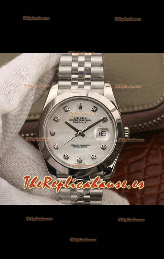 Rolex Datejust 41MM Cal.3135 Reloj Réplica Suizo a Espejo 1:1 Caja de Acero 904L Dial Blanco