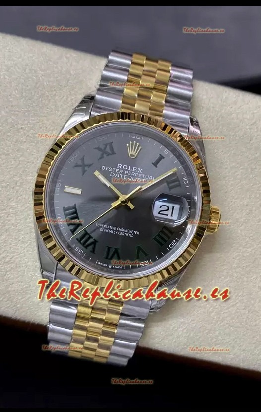 Rolex Datejust 36MM Movimiento Cal.3135 Movement Reloj Réplica Suizo Acero 904L Steel Dial Gris de Dos Tonos