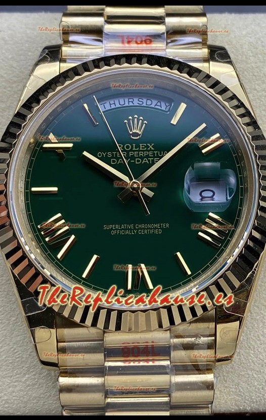 Rolex Day Date Presidential Reloj Oro Rosado 18K 40MM - Dial Verde Oliva Calidad Espejo 1:1