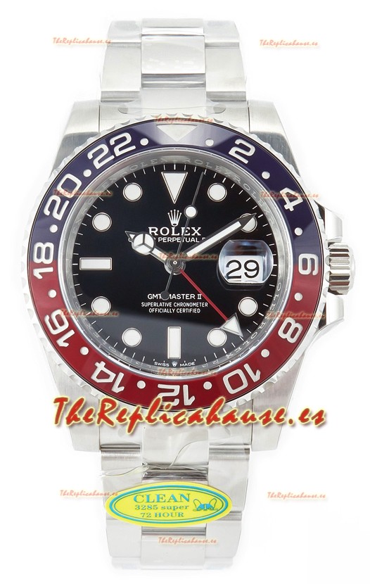 Rolex GMT Masters II 126710BLRO Cal.3285 72 Horas Energía Correa Oyster Swiss Réplica Suiza Acero 904L