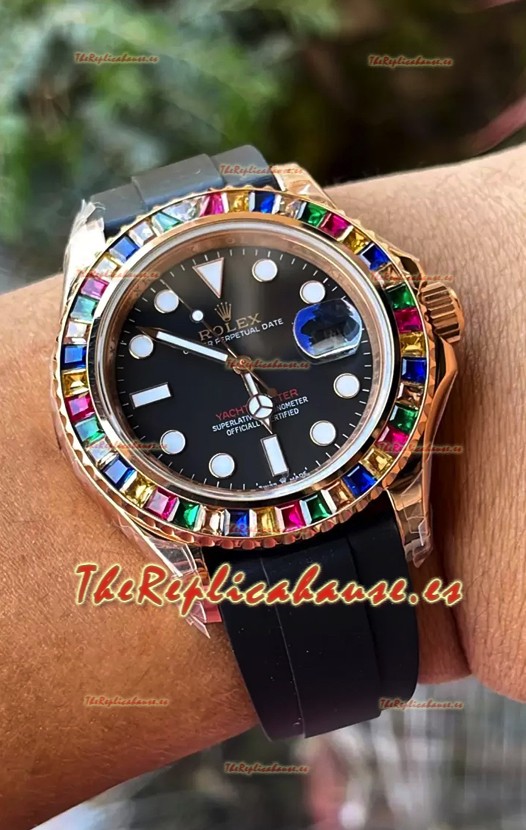 Rolex Yachtmaster 116695 Oro Everose Diamantes Cal.3235 Suizo Reloj Acero 904L 1:1