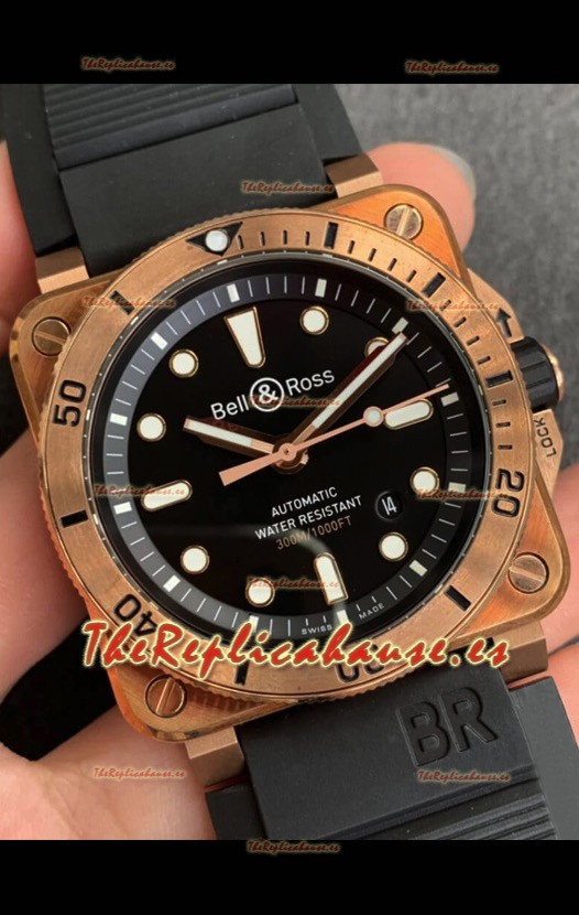 Bell & Ross BR03-92 Reloj Réplica Suizo a espejo 1:1 de Buzo Oro Rosado