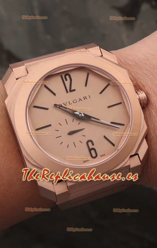Bvlgari Octo Edición Finissmo Reloj Réplica a espejo 1:1 Correa y Caja de Cerámica Arenosa/Arenada