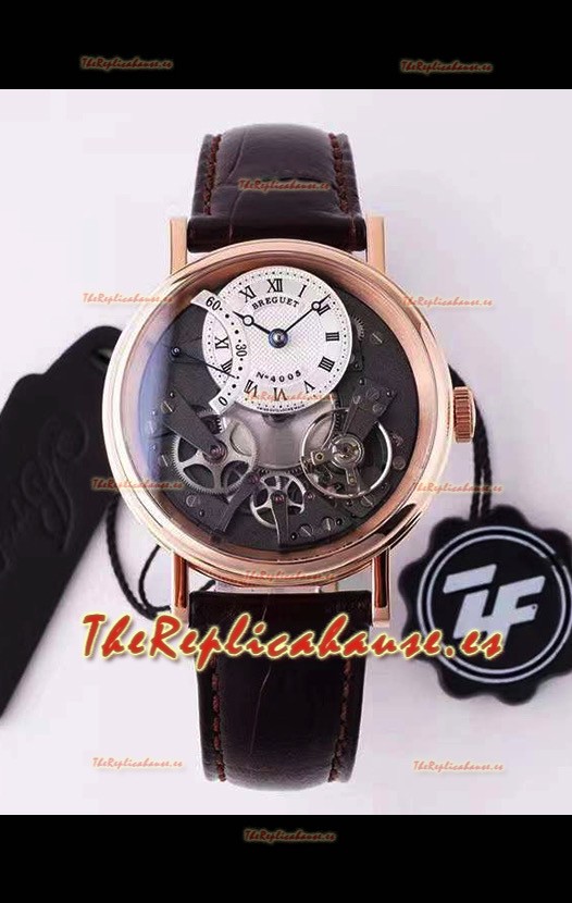 Breguet Tradition 7057BR/R9/9W6 Oro Rosa Dual Tourbillon Reloj Réplica Suizo