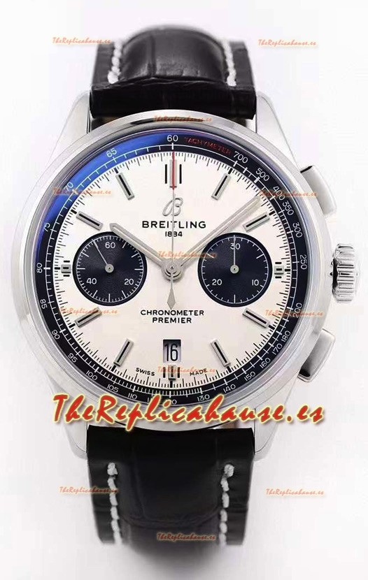 Breitling Chronomat B01 Edición Cronógrafo Suizo 42 Reloj Calidad Espejo 1:1 en Acero, Dial Blanco