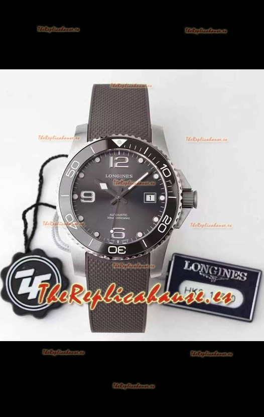 Longines HydroConquest Reloj Réplica Suizo a Espejo 1:1 en Dial Gris Correa de Goma
