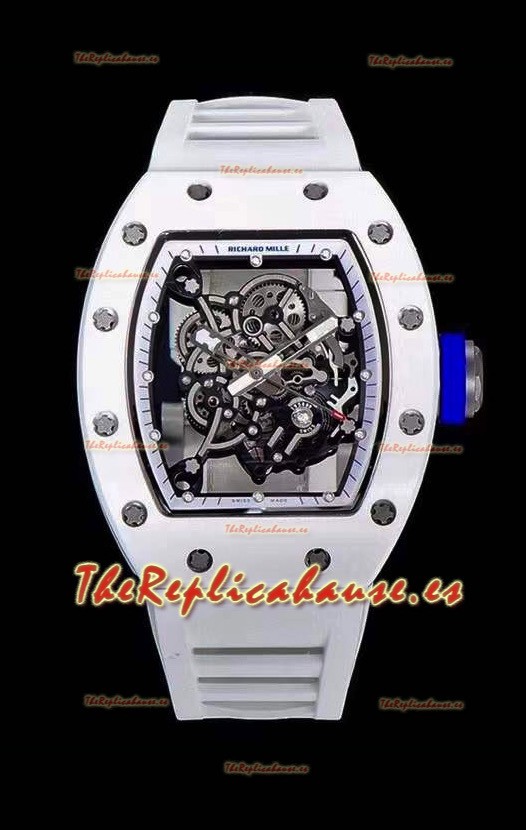 Richard Mille RM055 Caja Cerámica Reloj Réplica a espejo 1:1 Correa Blanca