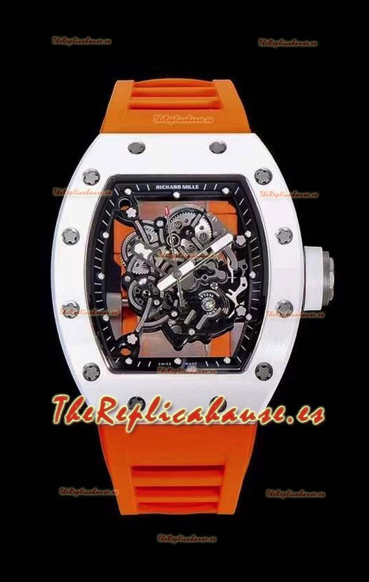Richard Mille RM055 Caja de Cerámica Reloj Réplica a espejo 1:1 Correa Naranja