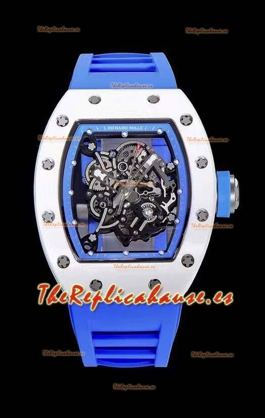 Richard Mille RM055 Caja de Cerámica Reloj Réplica a espejo 1:1 Correa Azul 