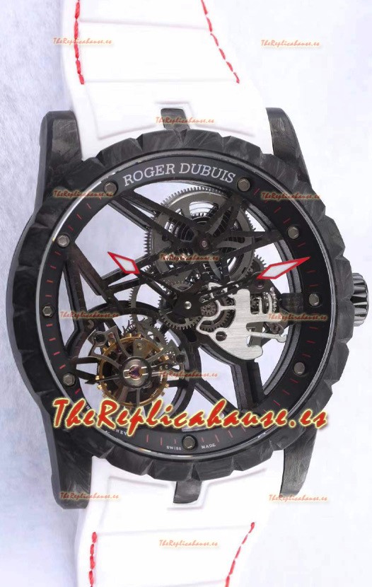 Roger Dubuis Excalibur Spider Flying Tourbillon Caja tipo Skeleton Caja de Carbono Reloj Suizo a Espejo 1:1