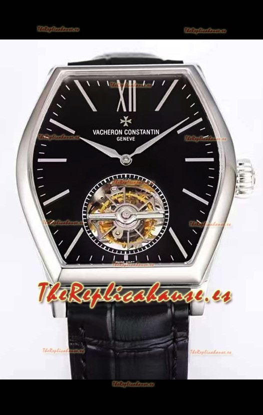 Vacheron Constantin Malte Tourbillon Reloj Réplica a Espejo 1:1 Acero Inoxidable Dial Negro