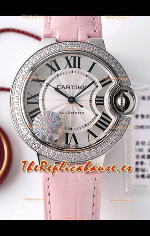 Ballon De Cartier Reloj Suizo Automático Calidad a Espejo 1:1 33MM Caja en Acero Inoxidable - Bisel con Diamantes