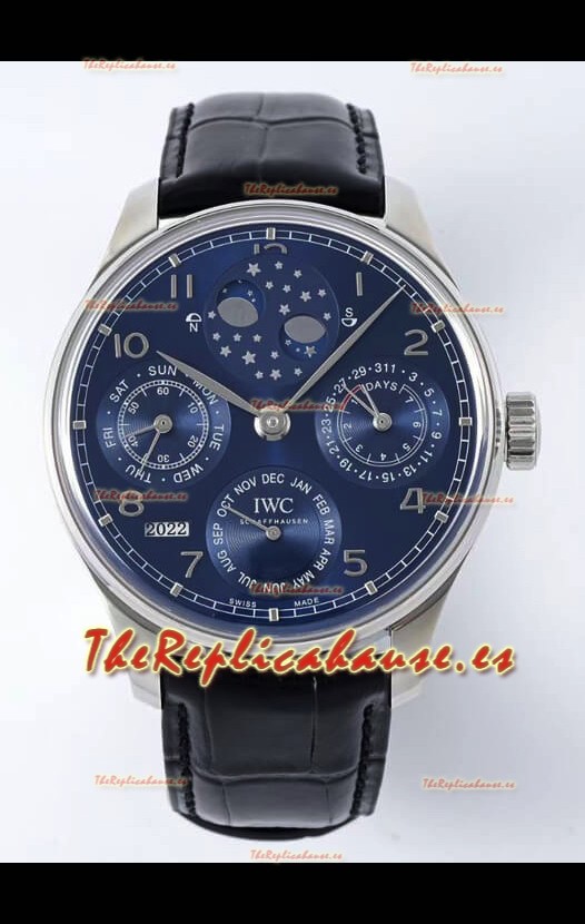 IWC Portuguese Perpetual Calendar Acero Inoxidable Reloj Réplica Suizo REF. IW503401