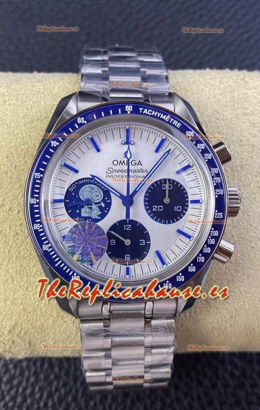 Omega Speedmaster Silver Snoopy Réplica Espejo 1:1 (Globo Rotatorio y Snoopy en la parte Trasera)
