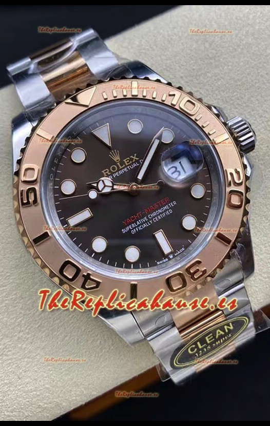 Rolex Yachtmaster 40 Oro Everose - Dial Oyster Marrón Acero Reloj Réplica Espejo 1:1 40MM en Caja de Acero 904L