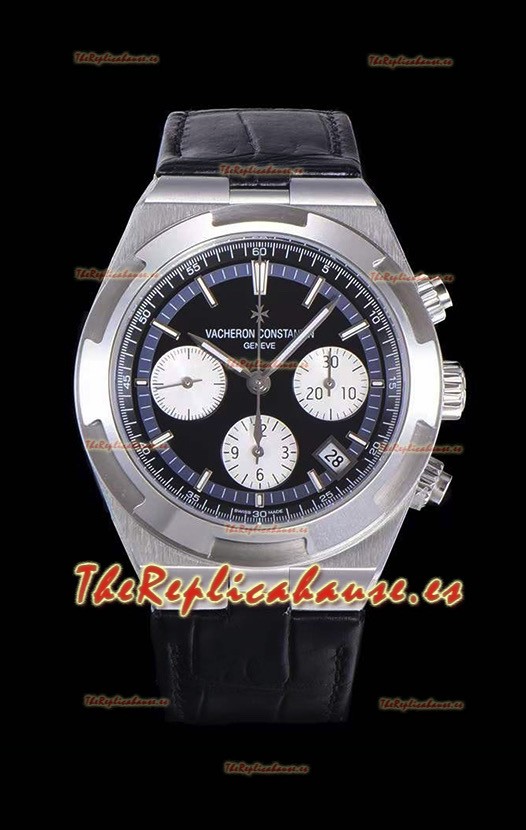 Vacheron Constantin Overseas Cronógrafo Dial Negro Reloj Réplica Suizo - Correa de Piel