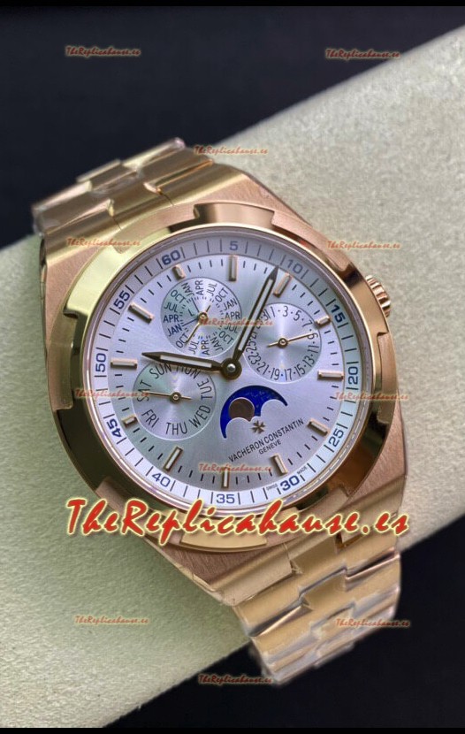 Vacheron Constantin Overseas Calendario Perpetuo Dial Acero Ultra-Fino Caja Oro Rosado Réplica