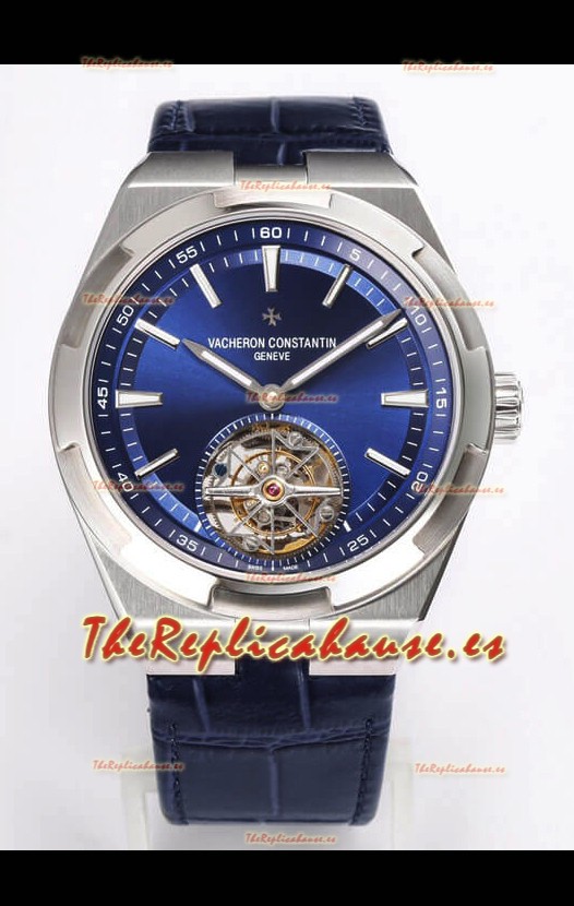 Vacheron Constantin Overseas Tourbillon Acero Inoxidable Correa de Piel Réplica a Espejo 1:1