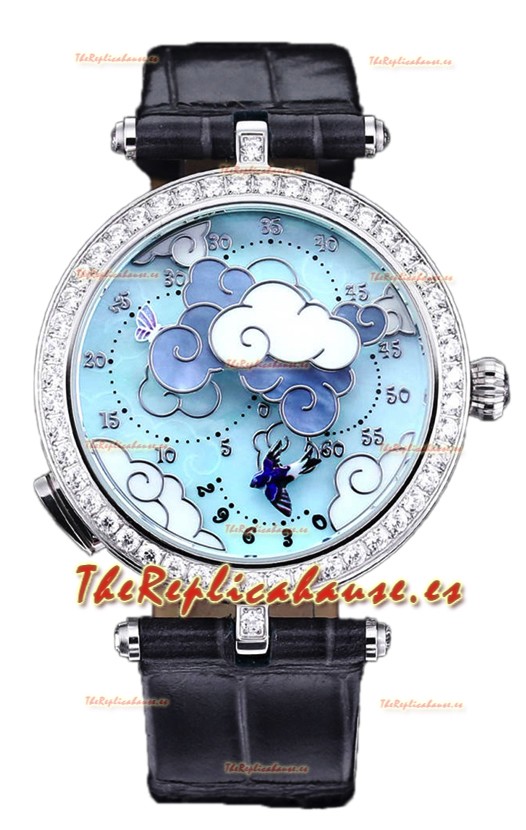 Van Cleef & Arpels Donde Des Papillons Caja Acero Inoxidable Reloj Réplica Movimiento Suizo 