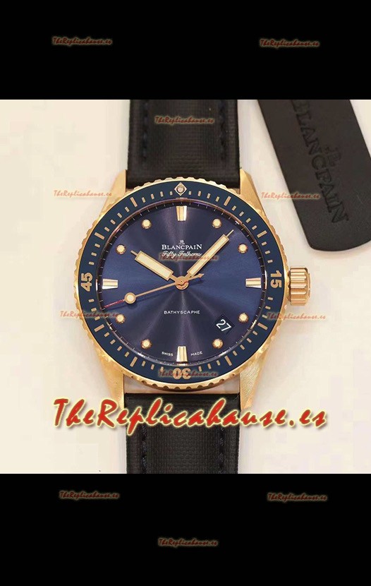 Blancpain Fifty Fathoms BATHYSCAPHE Reloj Réplica Suizo a espejo 1:1 Oro Rosado