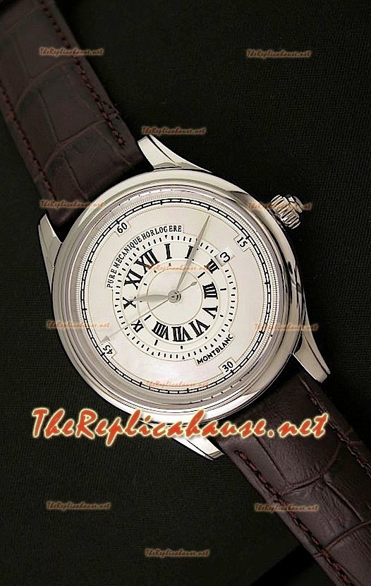Mont Blanc Mechanique Horlogere Reloj Suizo con Esfera Blanca