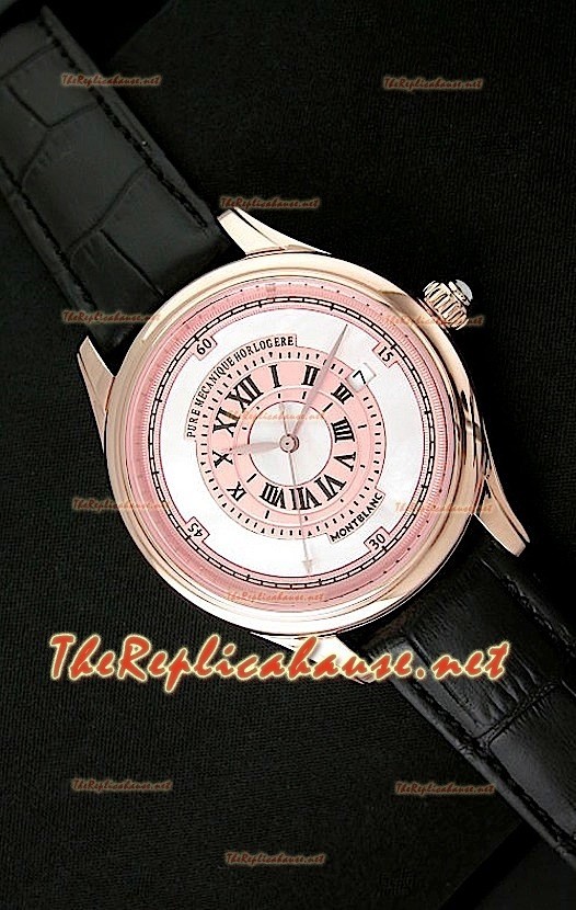 Mont Blanc Mechanique Horlogere Reloj Suizo en Oro Rosa Esfera Blanca
