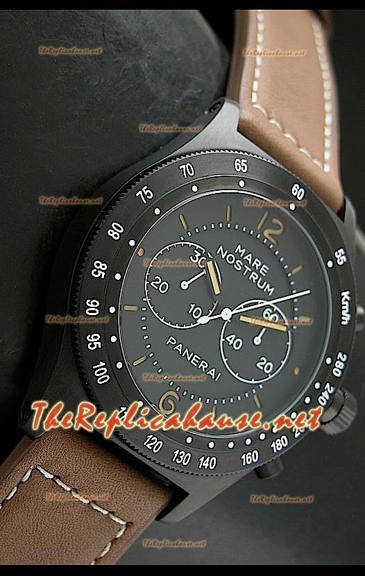 Reloj japonés Panerai Mare Nostrum en estuche de PVD