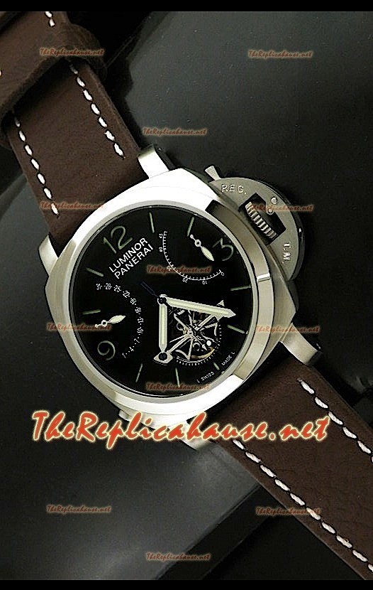 Panerai Lumenor Reloj Tourbilon Con Reserva de Energía de 44MM - Esfera de color Negro