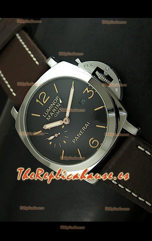 Réplica japonesa de Panerai Luminar Marina GMT con malla negra