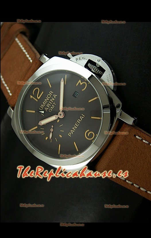 Réplica japonesa de Panerai Luminor Marina GMT con malla negra
