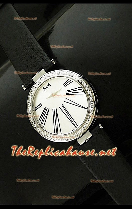 Piaget Altiplano Reloj de Cuarzo Suizo con Esfera de Hora en Correa de Piel Negra