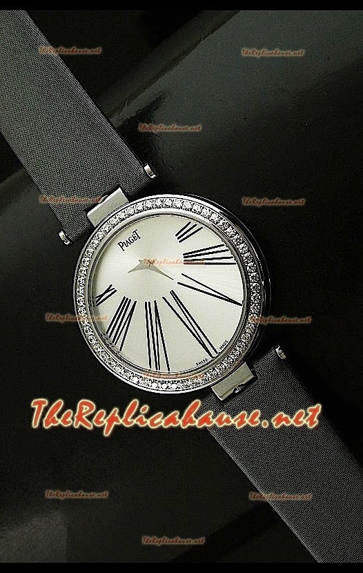 Piaget Altiplano Reloj de Cuarzo Suizo con Esfera de Hora en Correa de Piel Gris