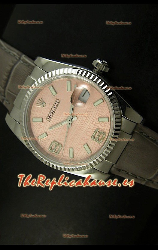 Rolex Réplica Datejust Reloj Suizo – 37MM - Carcasa Champaña/Malla Gris