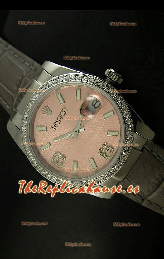 Rolex Réplica Datejust Reloj Suizo – 37MM - Carcasa Champaña/Malla Gris