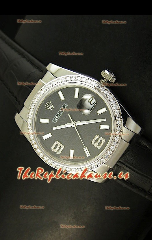 Rolex Réplica Datejust Reloj Suizo – 37MM - Carcasa Negra/Malla