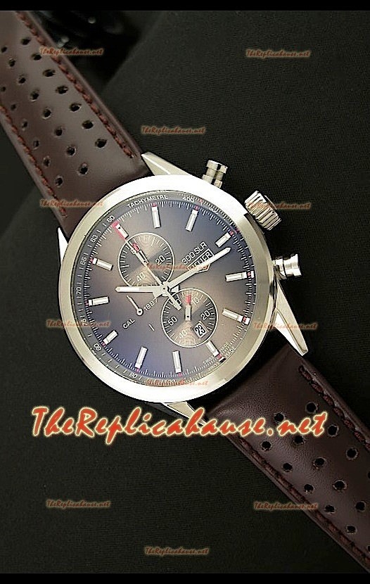 Tag Heuer SLR 300 Reloj Cronógrafo en Correa de Piel - Esfera Marrón
