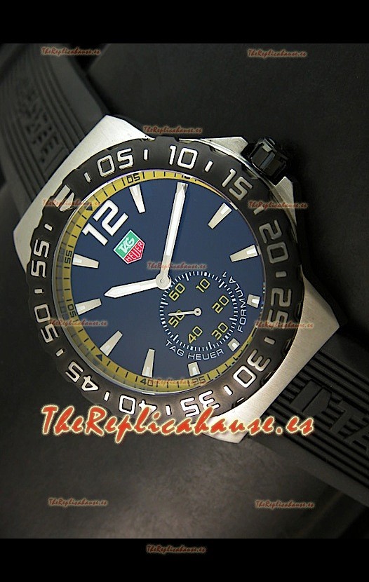Tag Heuer Formula 1 Réplica Japonesa en Movimiento de Cuarzo – Esfera y Bordes Amarillos