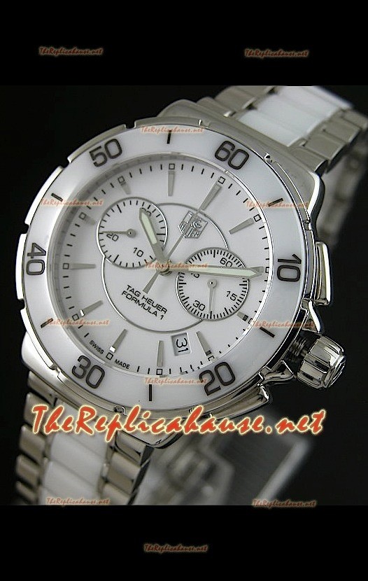 Tag Heuer Formula 1 para damas, en blanco, con cronómetro. Réplica 1:1