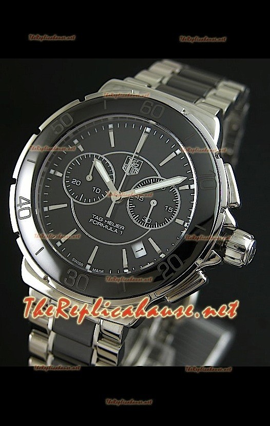 Tag Heuer Formula 1 para damas, en negro, con cronómetro. Réplica 1:1