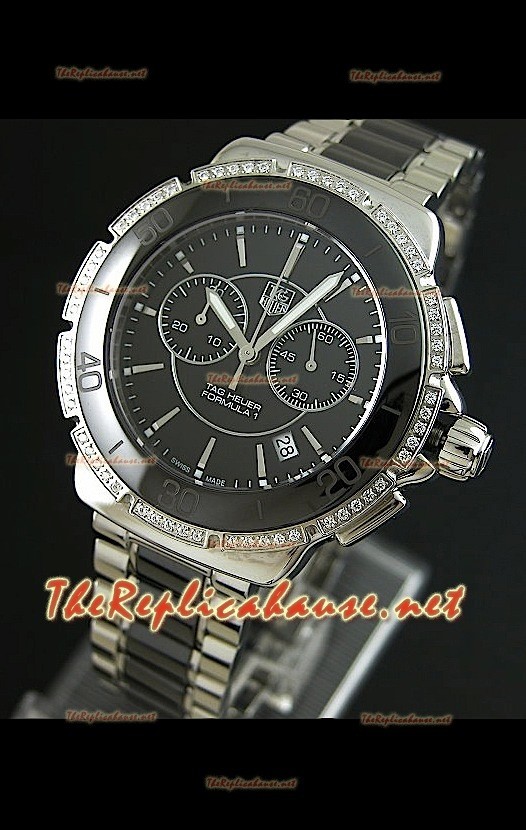 Tag Heuer Formula 1 para damas, en negro, con cronómetro. Réplica 1:1