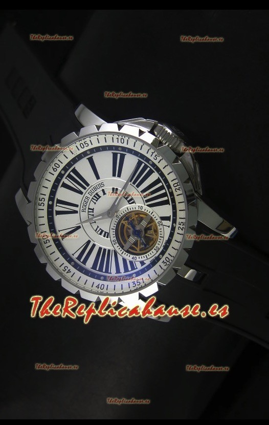 Roger Dubuis Excalibur Tourbillon Reloj con Movimiento Japonés - Dial Blanco