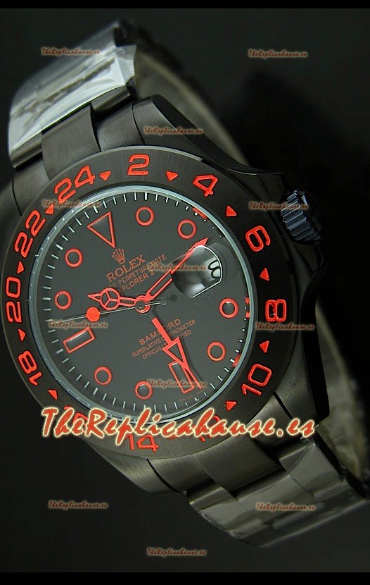 Reloj Rolex Explorer II Bamford, Réplica, Edición Stealth and Flame, Correa PVD